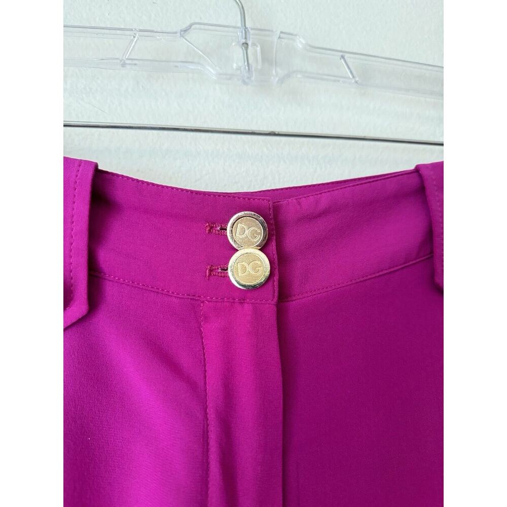 Dolce & Gabbana Purple Silk Beige Trim Logo Button Mid Rise Shorts Sz 42 / 6 - Picture 7 of 12